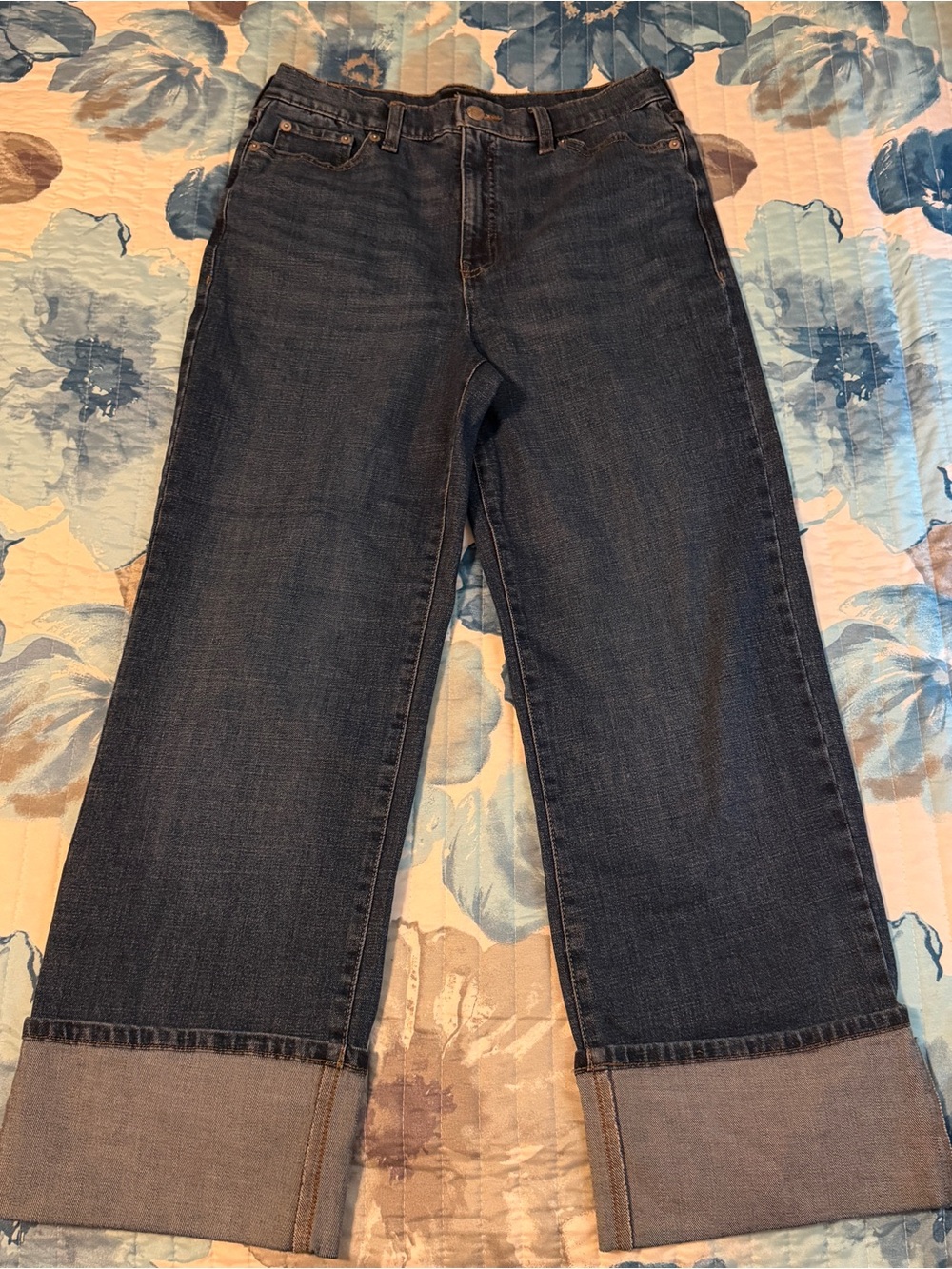 Banana Republic Dark Blue High Rise Straight Leg Cuffed Jeans